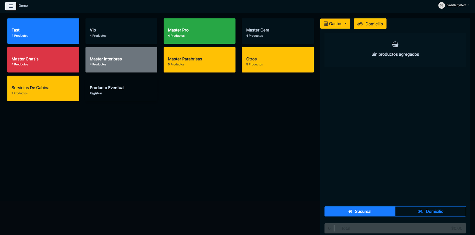 Vista del sistema Smart POS